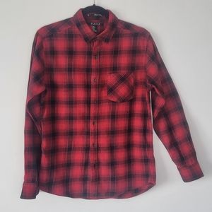21Men Red Plaid Shirt